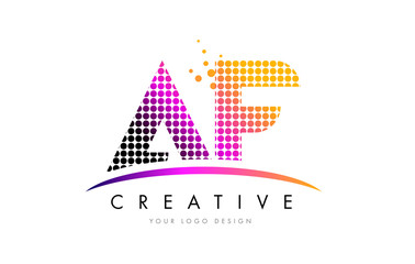 AF A F Letter Logo Design with Magenta Dots and Swoosh