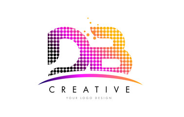 DB D B Letter Logo Design with Magenta Dots and Swoosh