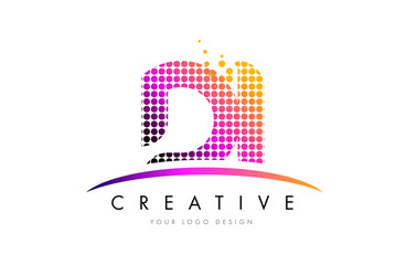 DI D I Letter Logo Design with Magenta Dots and Swoosh