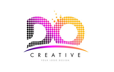 DO D O Letter Logo Design with Magenta Dots and Swoosh