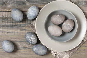 Fototapeta na wymiar Grey Easter eggs