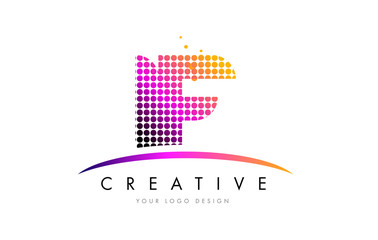 Naklejka premium IF I F Letter Logo Design with Magenta Dots and Swoosh