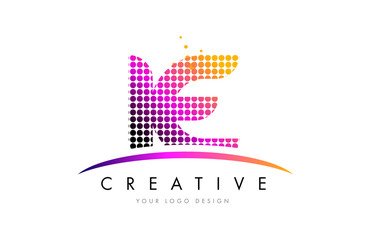 Fototapeta premium IE I E Letter Logo Design with Magenta Dots and Swoosh