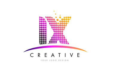 IX I X Letter Logo Design with Magenta Dots and Swoosh