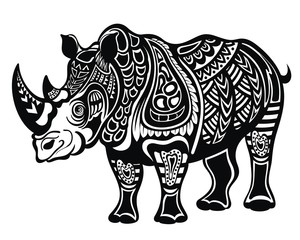 Decorative Rhinoceros  in tattoo style