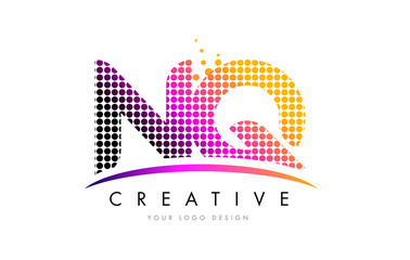NQ N Q Letter Logo Design with Magenta Dots and Swoosh