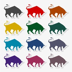 Silhouette of aggressive bull icon - Illustration