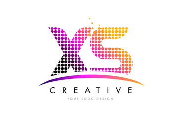 XS X S Letter Logo Design with Magenta Dots and Swoosh
