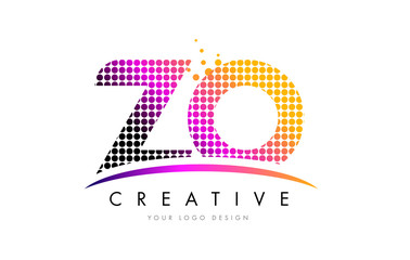 ZO Z O Letter Logo Design with Magenta Dots and Swoosh