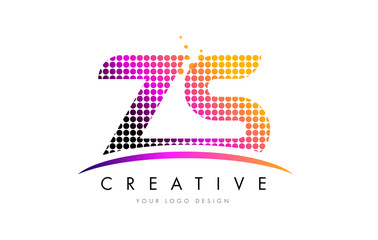 ZS Z S Letter Logo Design with Magenta Dots and Swoosh