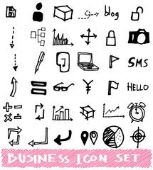 business doodle icon set