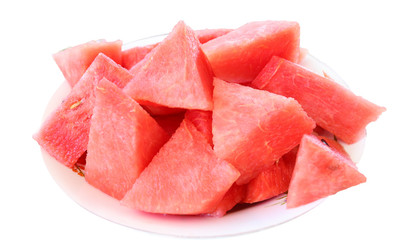 red watermelon slices isolated on white background