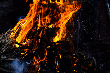 Fire against dark background