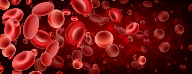 3d red streaming blood cells banner. - obrazy, fototapety, plakaty