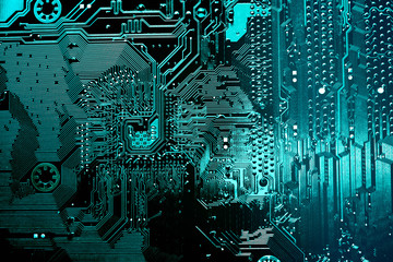 Circuit board. Electronic computer hardware technology. Motherboard digital chip. Tech science...