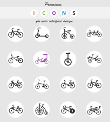 bicycle types icon set
