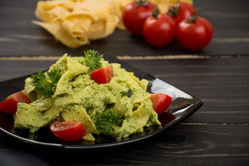 Pasta with vegetarian pesto sauce
