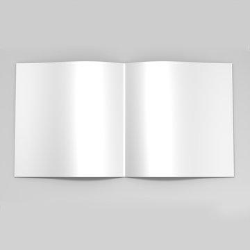 Bi fold brochure template white mock up 3d realistic rendering.