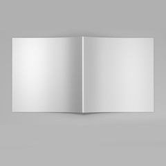 Bi fold brochure template white mock up 3d realistic rendering.