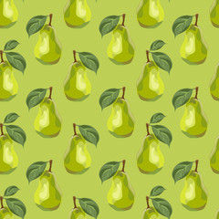 Seamless pattern with drawn pears