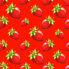 Seamless pattern with a hand drawn strawberry