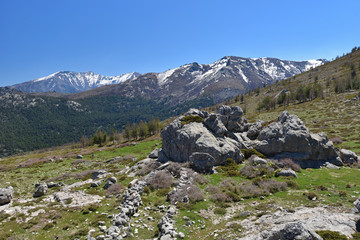 Spring view of the Corsican high mountains