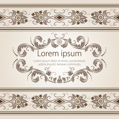 Wedding invitation and announcement card with floral background artwork. Elegant ornate floral background. Floral background and elegant flower elements. Design template.