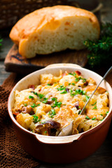 WILD MUSHROOM BREAD PUDDING