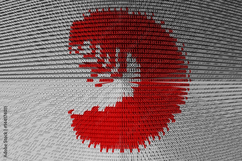 Poster virus caterpillar in a binary code 3d illustration