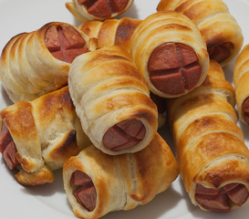 Ready sausages in dough.