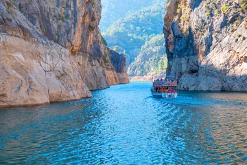 Stoff pro Meter green canyon in a mountain lake , Turkey © muratart