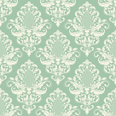 Vector damask seamless pattern background. Classical luxury old fashioned damask ornament, royal victorian seamless texture for wallpapers, textile, wrapping. Exquisite floral baroque template.