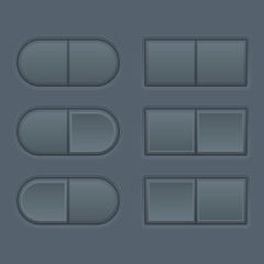 Push buttons. Dark gray user interface elements
