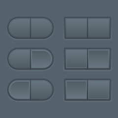 Push buttons. Dark gray user interface elements