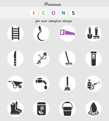 garden tools icon set