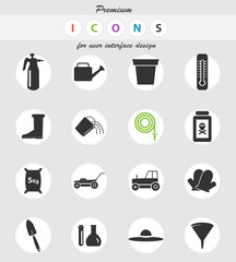 garden tools icon set