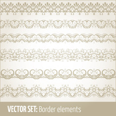 Vector set of border elements and page decoration elements. Border decoration elements patterns. Ethnic borders vector illustrations.