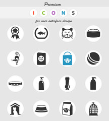 goods for pets icon set