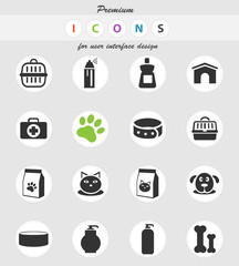 goods for pets icon set