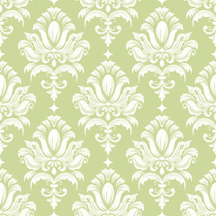 Vector damask seamless pattern background. Classical luxury old fashioned damask ornament, royal victorian seamless texture for wallpapers, textile, wrapping. Exquisite floral baroque template.
