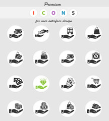 hand and money icon set