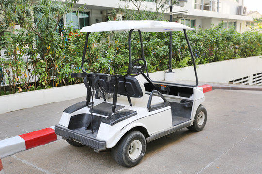 golf carts parking at the car park