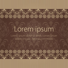 Wedding invitation and announcement card with vintage background artwork. Elegant ornate damask background. Elegant floral abstract ornament. Design template.