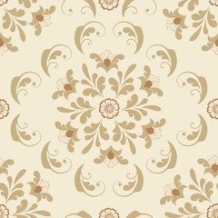 Fototapeta na wymiar Vector flower seamless pattern element. Elegant texture for backgrounds. Classical luxury old fashioned floral ornament, seamless texture for wallpapers, textile, wrapping.