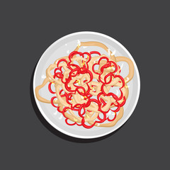 Cartoon vector illustration of spicy squid