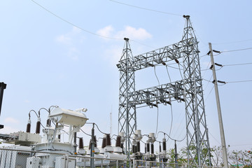 High voltage power transformer substation