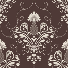 Vector damask seamless pattern element. Classical luxury old fashioned damask ornament, royal victorian seamless texture for wallpapers, textile, wrapping. Exquisite floral baroque template.