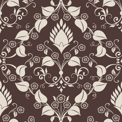 Vector damask seamless pattern element. Classical luxury old fashioned damask ornament, royal victorian seamless texture for wallpapers, textile, wrapping. Exquisite floral baroque template.