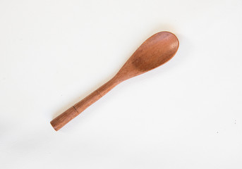 Spoon wood on white background.