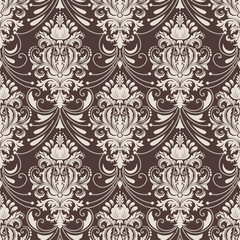 Vector damask seamless pattern background. Classical luxury old fashioned damask ornament, royal victorian seamless texture for wallpapers, textile, wrapping. Exquisite floral baroque template.